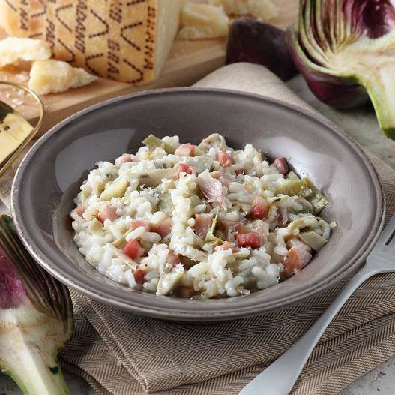 Risotto con carciofi Grana Padano e pancetta p 1 1